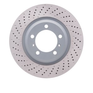 Porsche 911 Brake Rotor (1) - Left Front - R1 Concepts - GeoSPEC Coated Rotor - Drilled - `12-`16